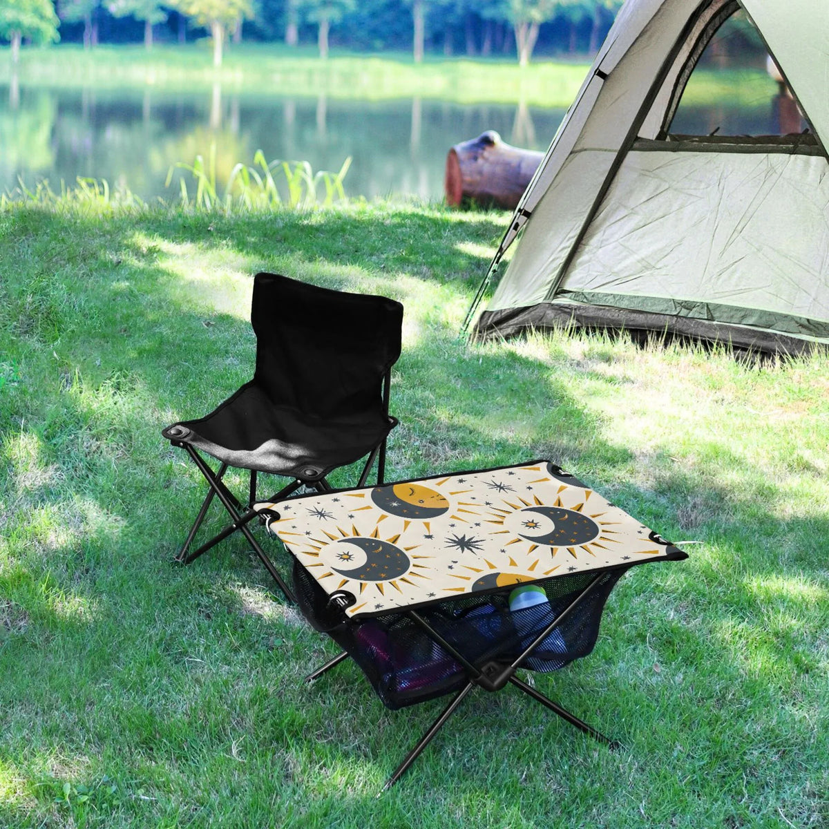 Table Folding mobile for Beach Storage Picnic Camping Table Moon with Sun and Travel Compact Table Stars Outdoor BBQ Fishing Bag