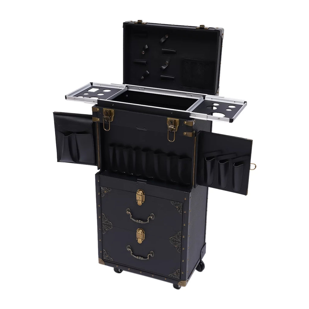 Hair with Trolley Dryer Aiqidi Box Beauty Case Holder Hairdressing Stylist Cosmetic Lockable Organizer Tool Rolling Travel Makeup Salon Train Barber Luggage