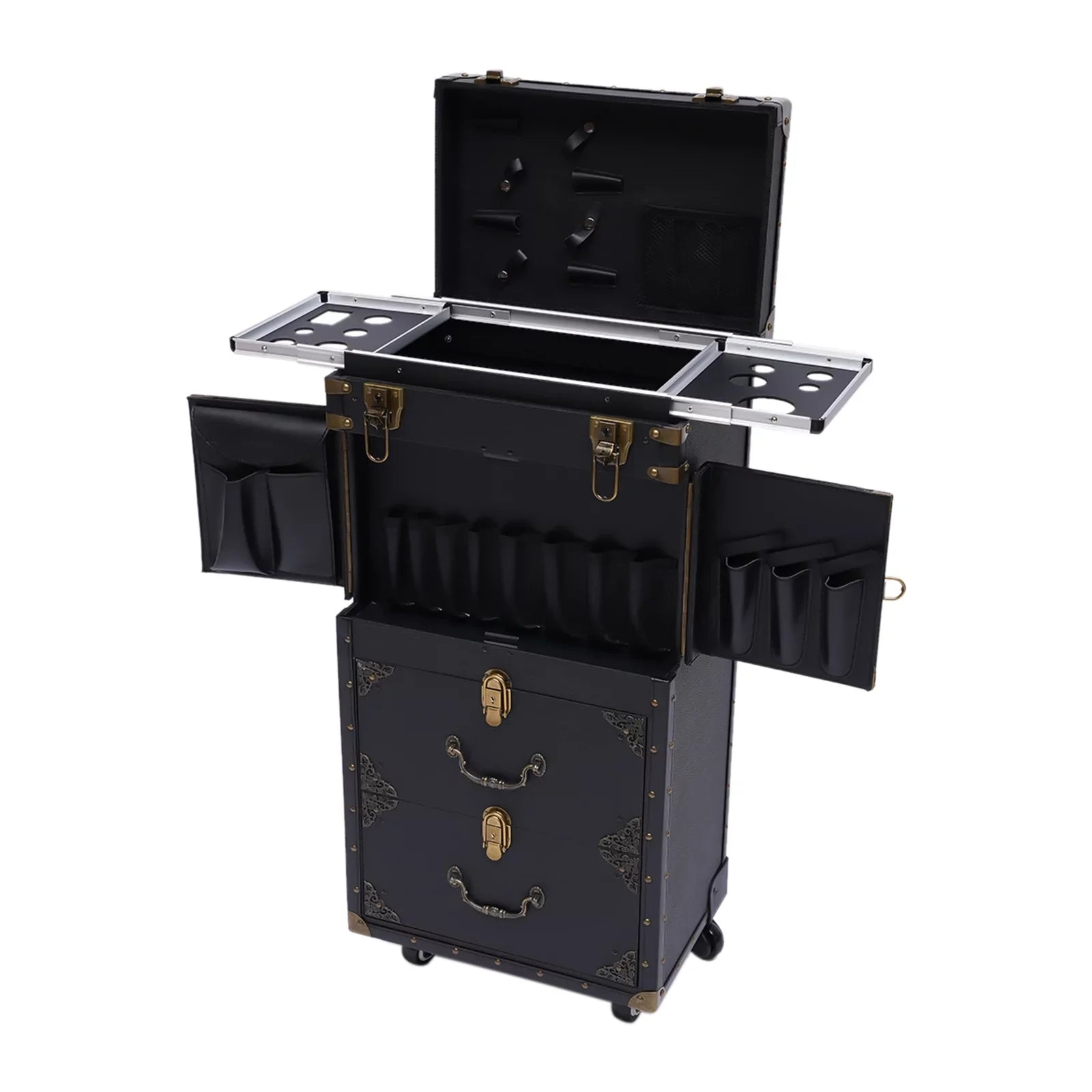 Hair with Trolley Dryer Aiqidi Box Beauty Case Holder Hairdressing Stylist Cosmetic Lockable Organizer Tool Rolling Travel Makeup Salon Train Barber Luggage