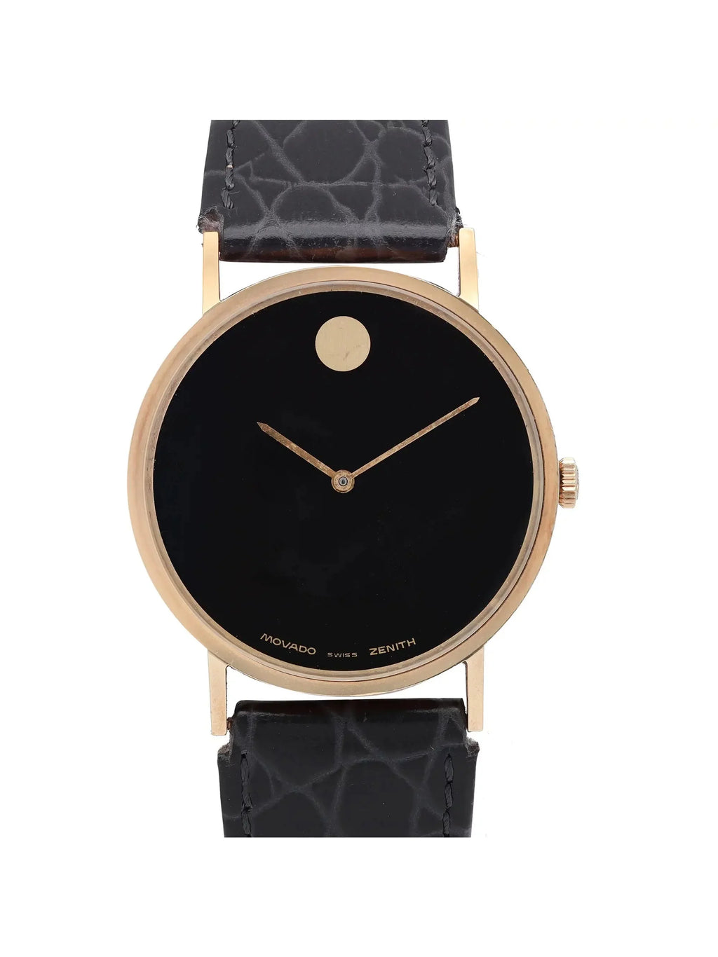 Movado Watch Dial 33mm Hand Yellow Black Wind 14K Museum Vintage Gold Zenith