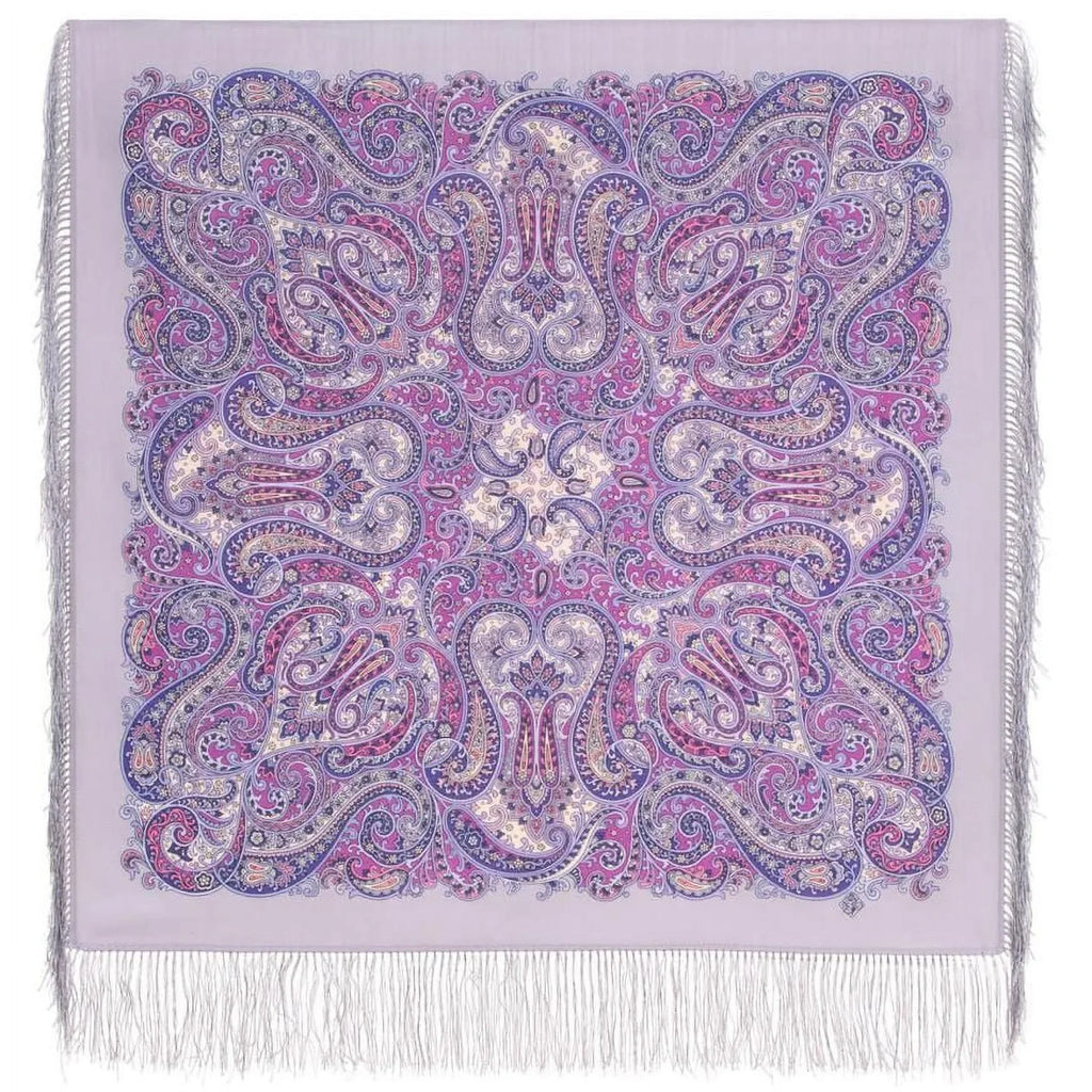 Lilac Pavlovo Storm Posad Shawl in Spring Wool