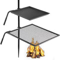 Cooking Open Layer Grate Height Pit Grill for Grill Section Fire Grate,Double Campfire Over Fire Grate Outdoor Pit,Three Grill Adjustable Flame
