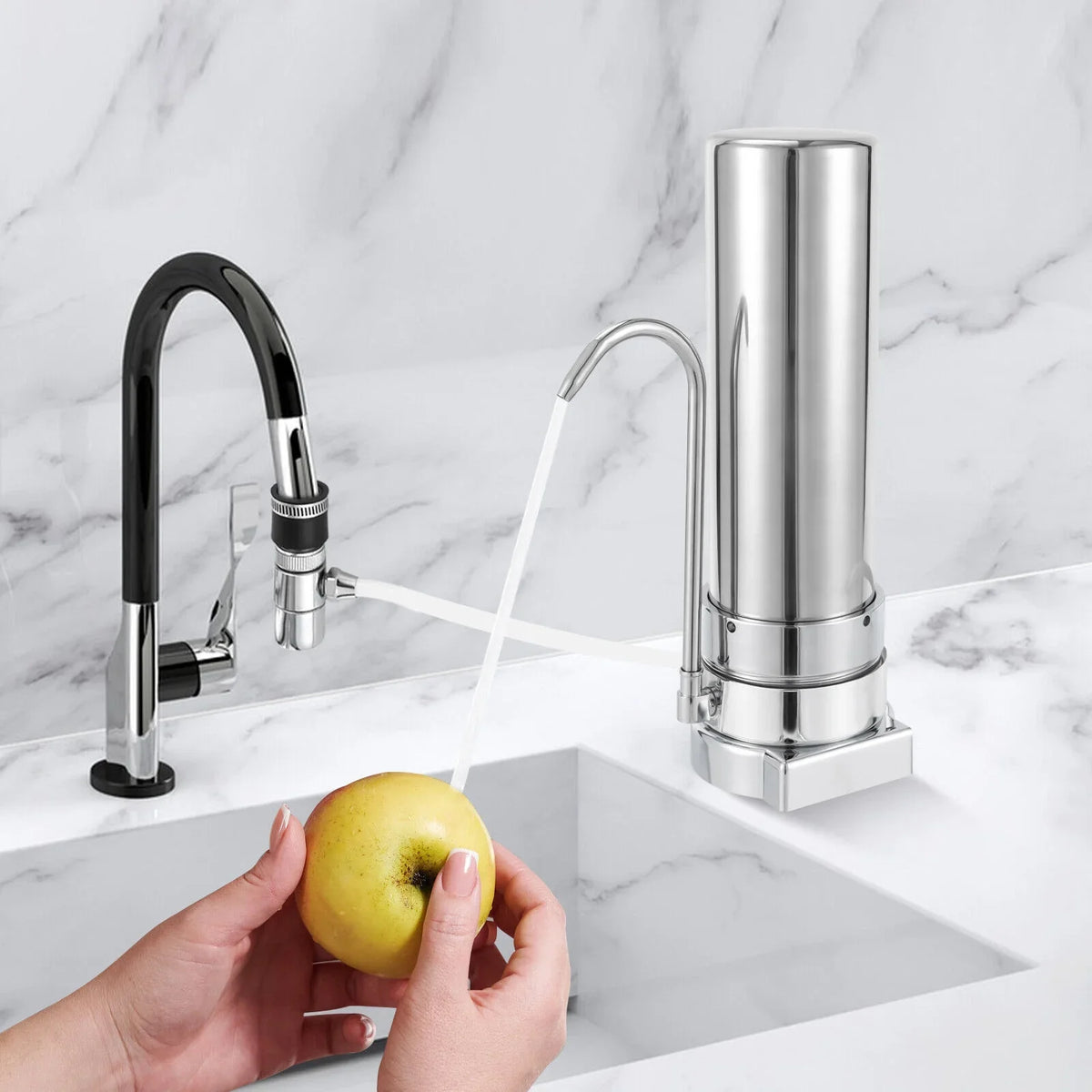 Tap System Drinking Filter Filtration Countertop Silver Water Stainless Filter Sink