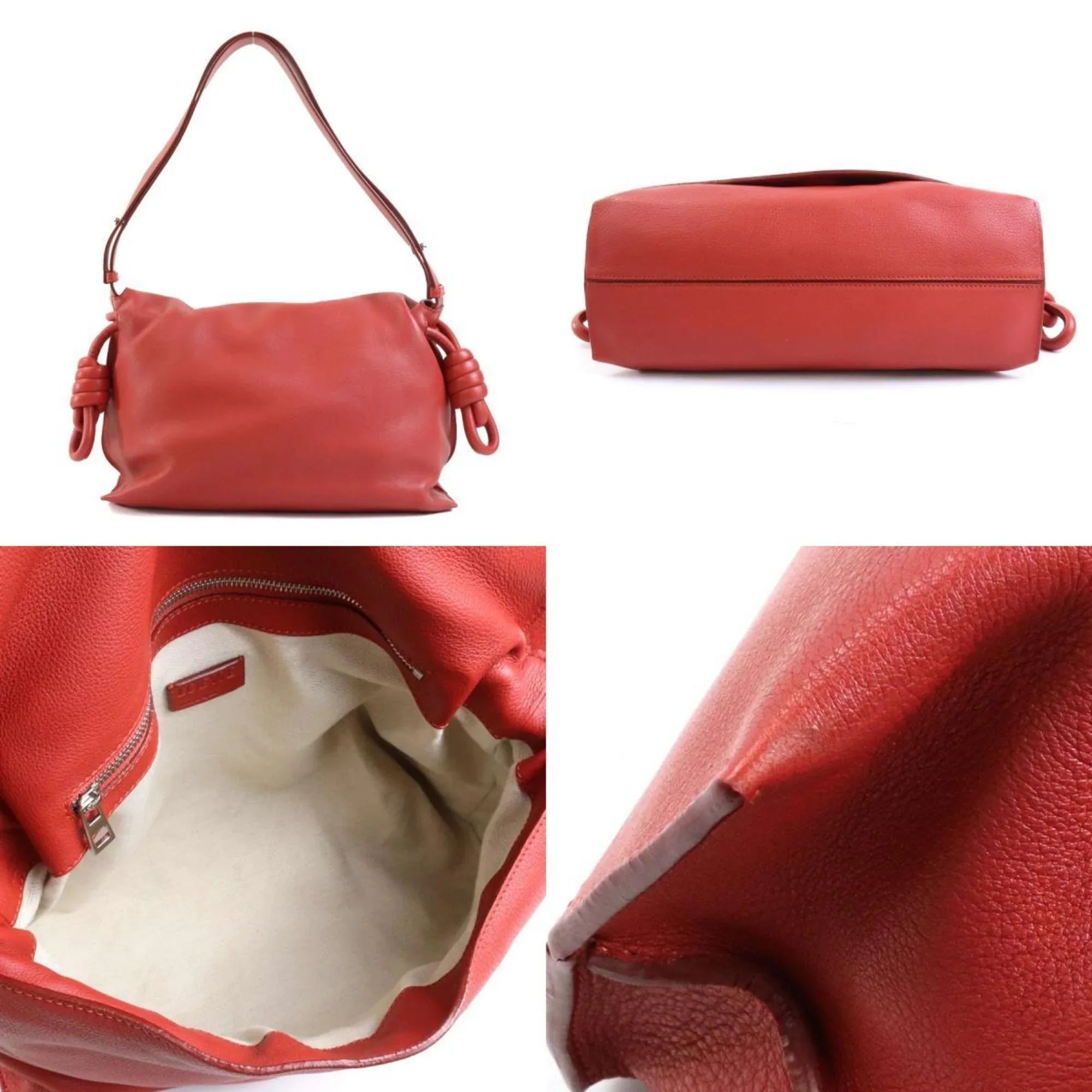 LOEWE Orange Bag Leather Red (Good) Shoulder Pre-Owned Women's