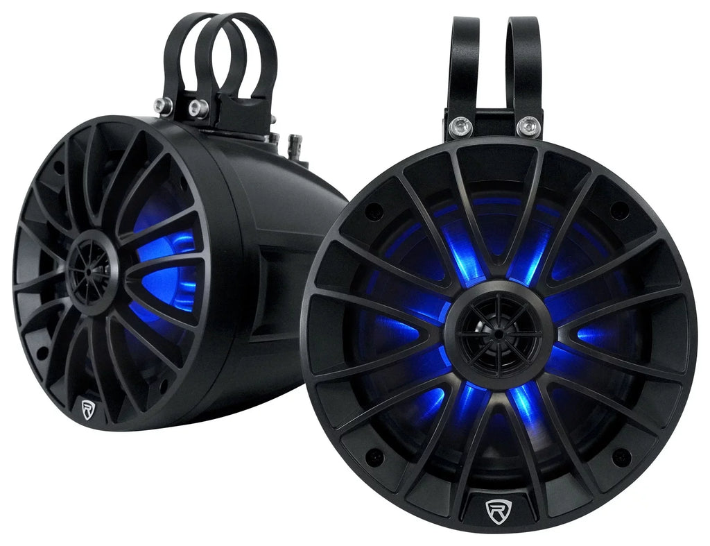 Rockville PT65BR LED 6.5 (4) inch ATV/UTV/RZR Powered For Tower Speakers Bluetooth