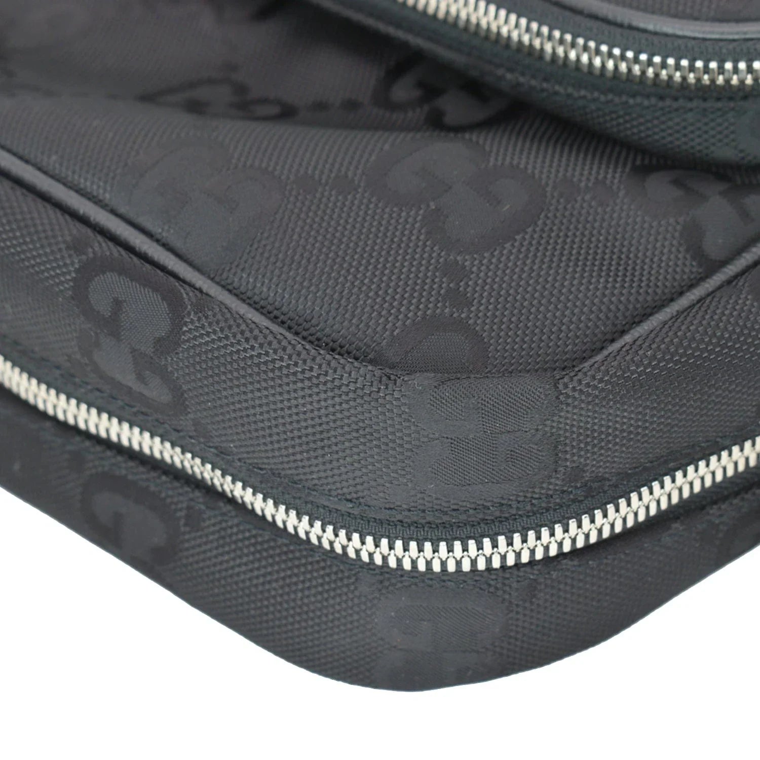 Bag Grid Nylon Monogram Off 625858 GUCCI Shoulder The Pre-owned GG Black