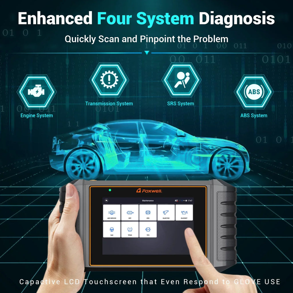 Injector Scanner TPMS BMS Tool DPF Scanner OIL EPB Newest Airbag ABS Automotive Diagnostic Car ABS Code Reset Maintenance Transmission TPS NT716 Four Version Engine OBD2 SAS 9 Reader FOXWELL System