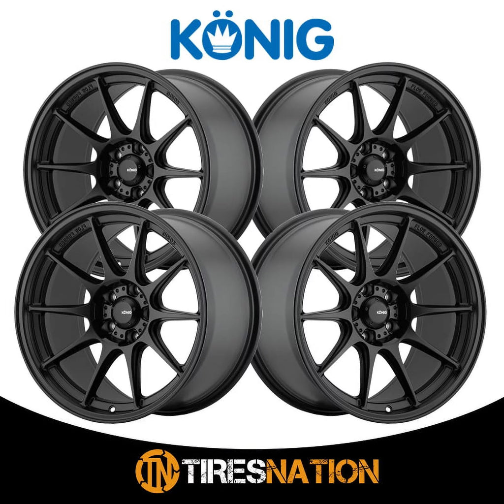 16x8 Wheel +35et Konig Black 57B 4x100 Semi-Matte Dekagram