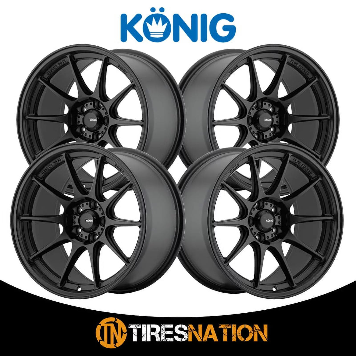 57B 17x8 5x114.3 Semi-Matte Black Dekagram Konig Wheel +40et