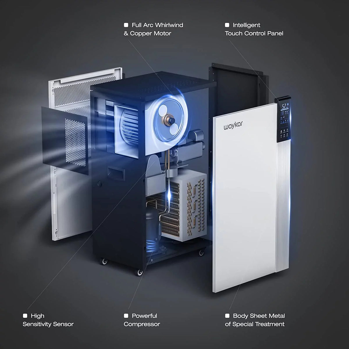 Compact, Waykar Dehumidifier movable, Basements, Water Spaces, Commercial Starting Hose Auto Memory Unit, Crawl with Pint, drain for 296 Industry Defrost, Damage