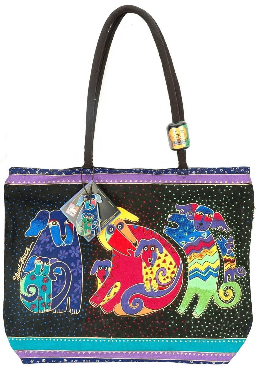 Tote Doggies Shoulder Zipper 18"X5"X15"-Dogs & Top
