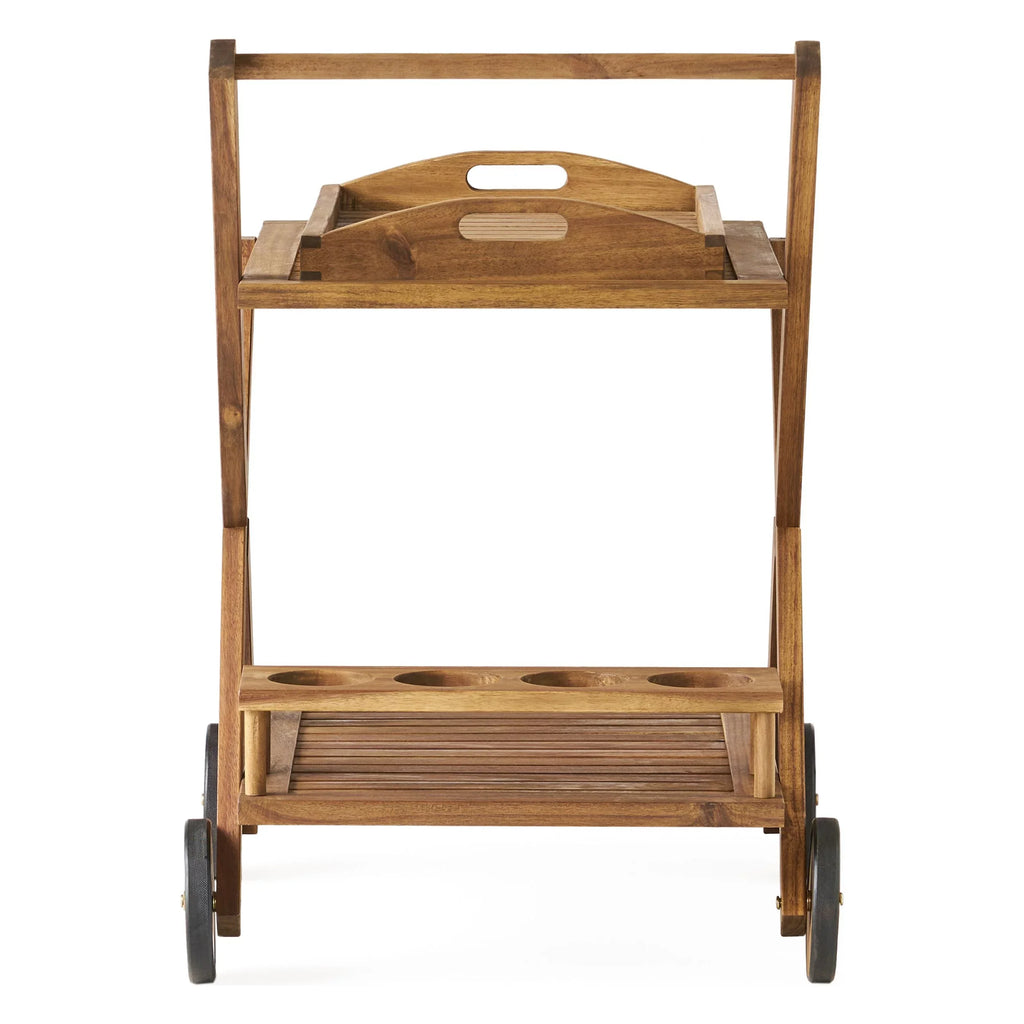 GDF Acacia Kenilworth Cart, Indoor/Outdoor Tiered Studio Bar 2 Wood Natural