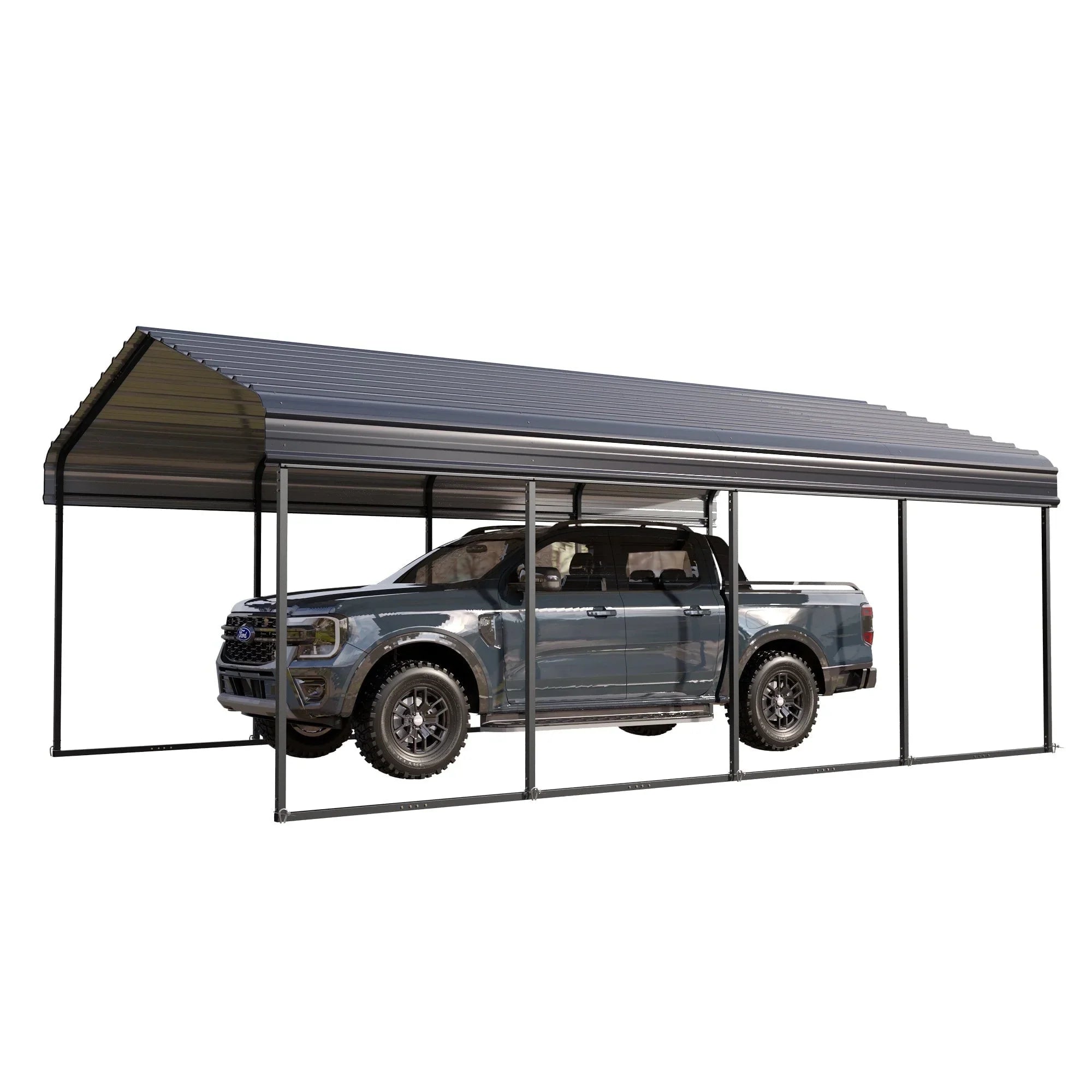 Heavy-Duty 20 Metal Steel Garage Shelter, Living Gray ft Roof, Summit Galvanized with Carport x Storage Car 12