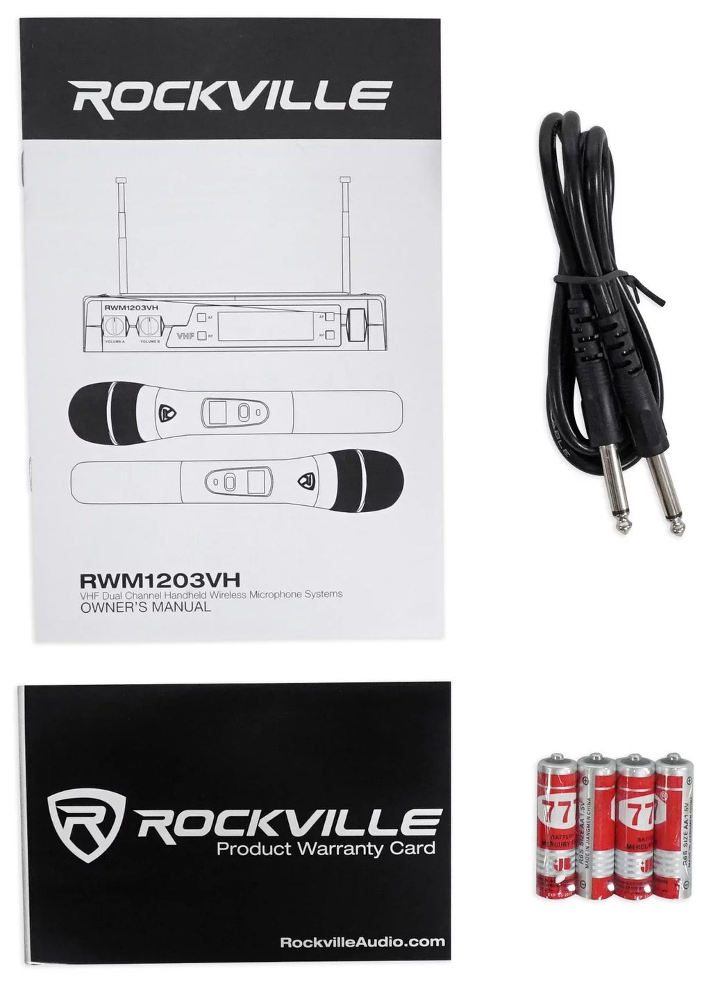 Machine Mics Wireless w/5.25" Rockville System VHF Home Theater/Karaoke Sub+(2)