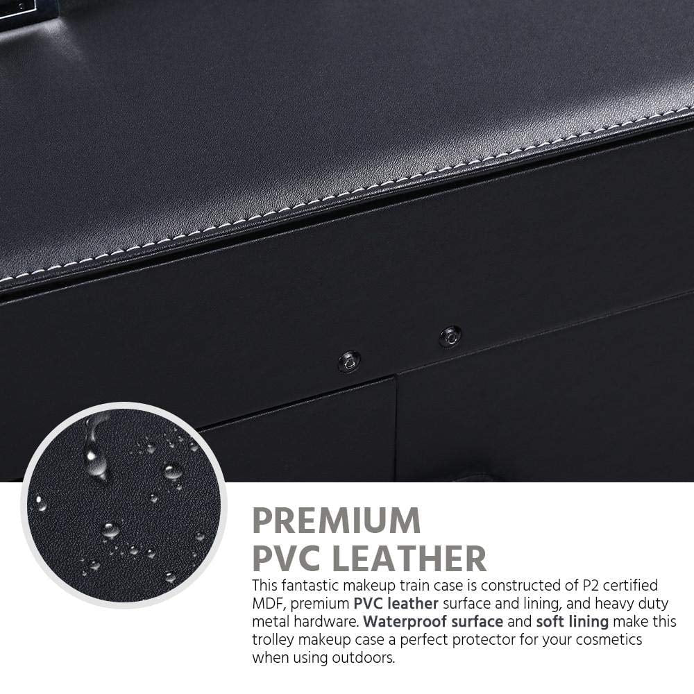 Rod Cosmetic Handle, Makeup Removable 4 Trolley Case Black Wheels, Rolling Train with Luggage Travel Case, Pull Spinner Mirror and