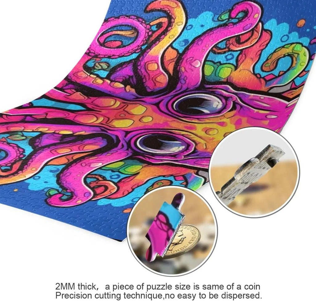 Storage Eyes Puzzle to Zigsaw Easy Big 1000 Bag Reference Picture Solve with and Pieces, Jigsaw Octopus