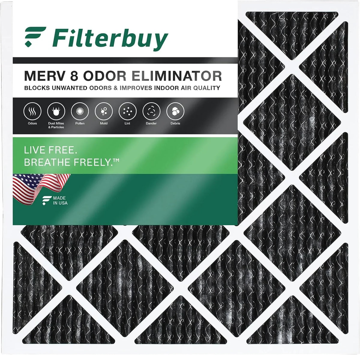 with Carbon HVAC Filterbuy Pleated 18x18x1 atmospheric Furnace Filters (1-Pack) Odor 8 Activated MERV Eliminator AC