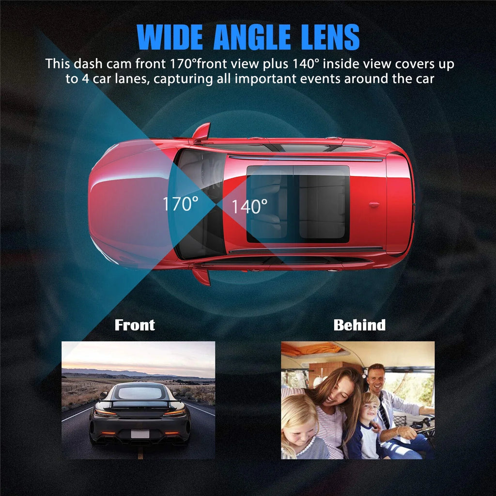 Lens Dash DVR G-Sensor 1080P Dual HD Recorder Car Camera Video Front+Inside Cam