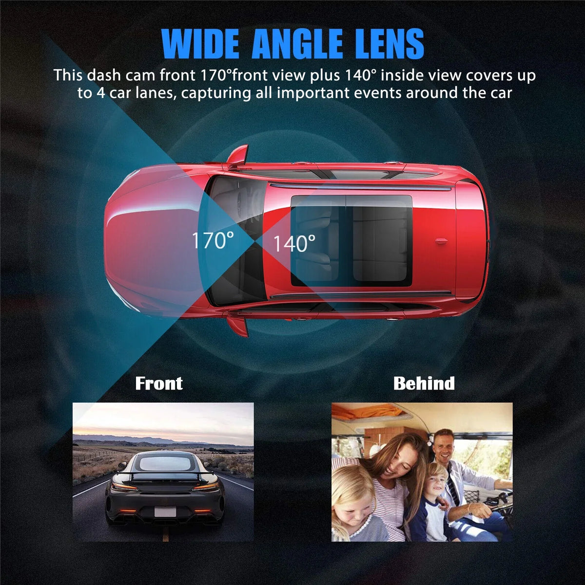 Lens Dash DVR G-Sensor 1080P Dual HD Recorder Car Camera Video Front+Inside Cam