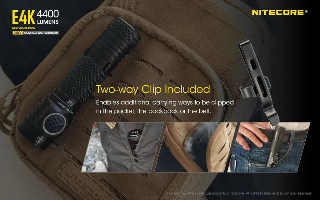 E4K Cord and Flashlight NITECORE generation w/NL2150HPi and 4400Lm Combo: - Batteries Eco-Sensa Magnetic +A1 NL2150HPR Charger USB Next