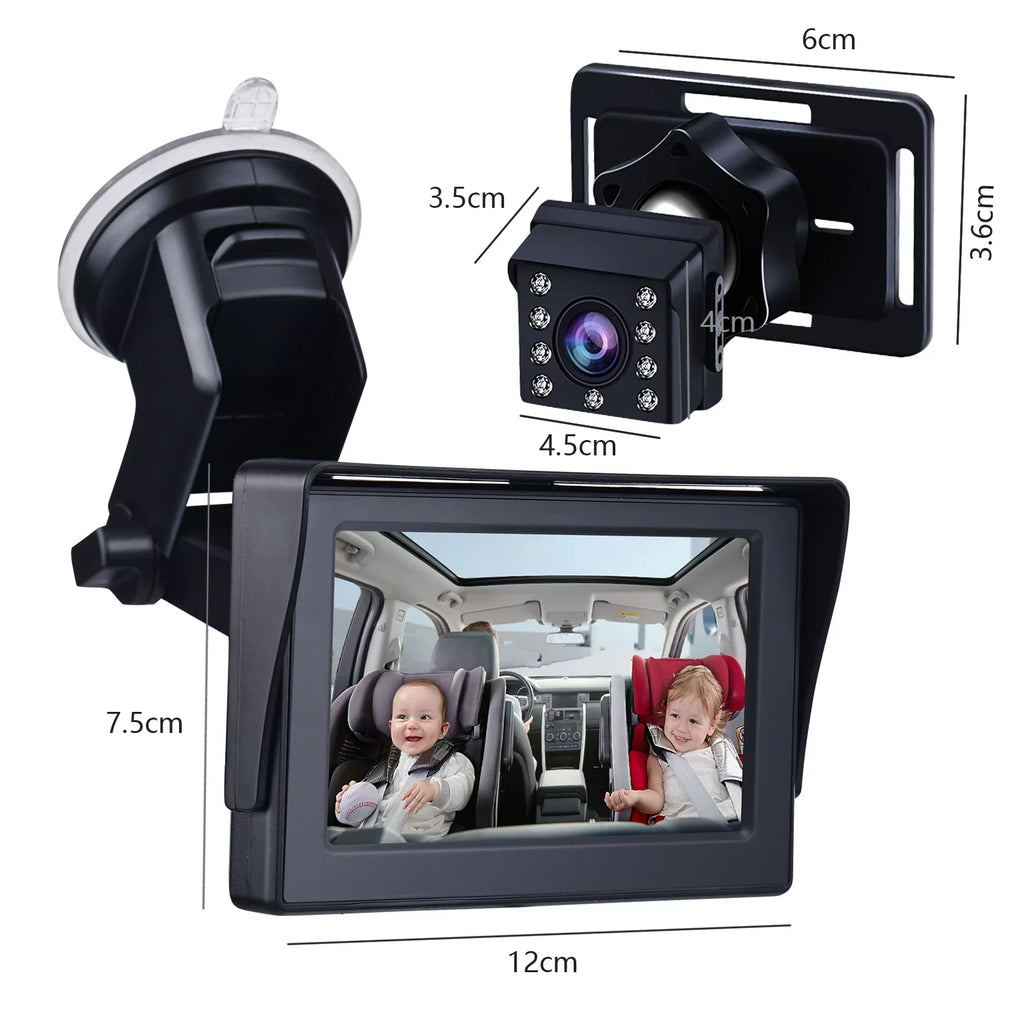 Crystal Camera, Baby 1080P Clear Monitor, View Vision Car Mirror ammoon Night Wide 4.3 Inch