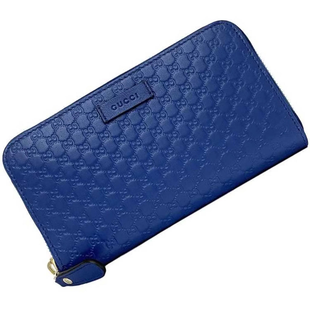 (Like Long 449391 Round Gucci Pre-Owned New) Leather Wallet GG GUCCI Navy Microsima