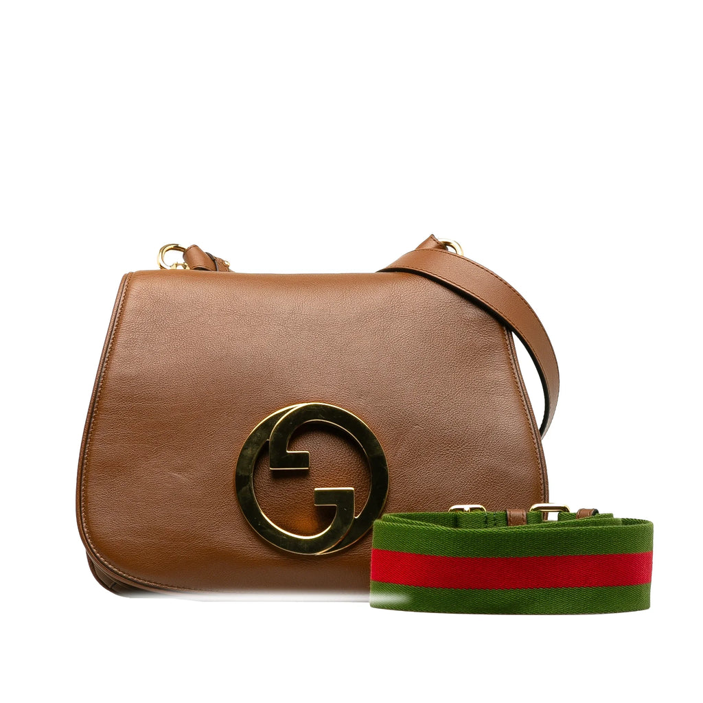 (Good) Brown Bag Authenticated Crossbody Leather Calf Gucci Pre-Owned Blondie Bag Unisex Medium