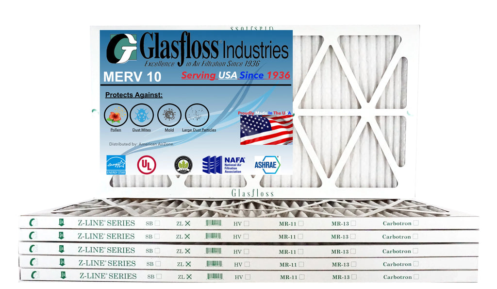 MERV (Actual 35.5x7/8 x - Made 10 inch) - in - USA 13.5 atmospheric Glasfloss Size: Furnace Filter -Qty:6 14x36x1