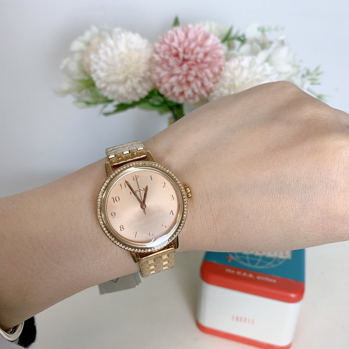 BQ3656 Three-Hand Rose Steel Fossil Stainless Reid Gold-Tone Watch