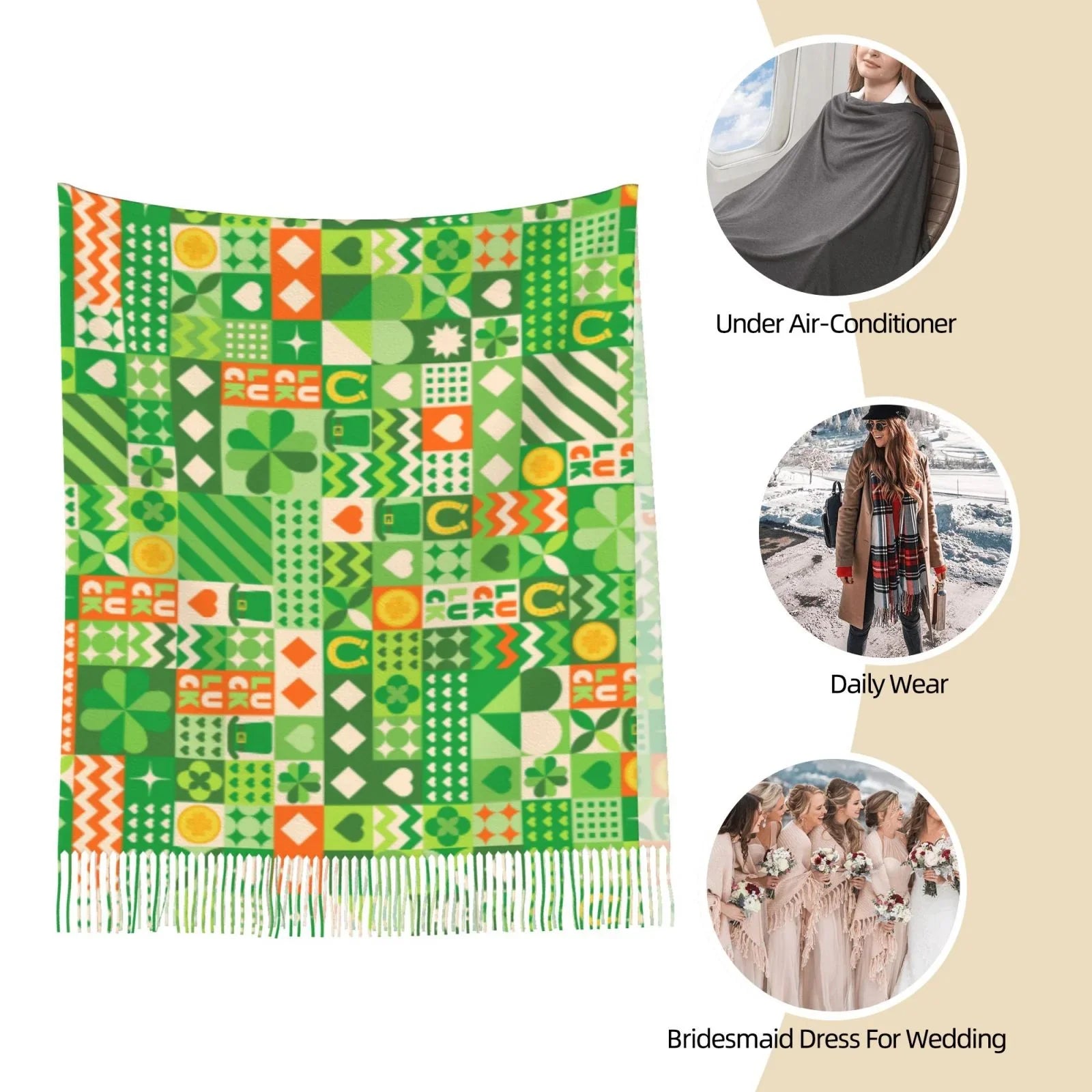 Art Shawl Wrap Scarf Patrick's Scarves Cashmere Gifts- Feel St Soft Elegant For Warm Bingfone Winter Day6 Print Large Women