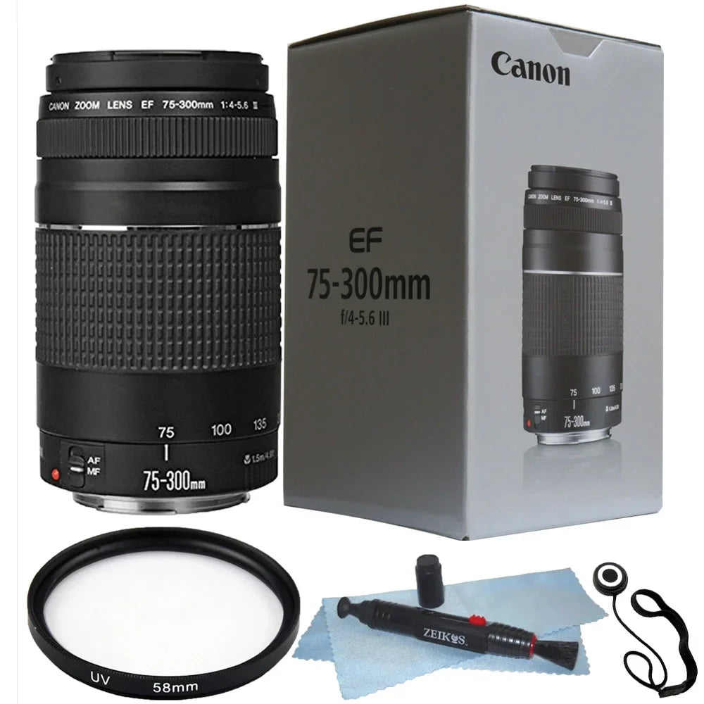 Holder + 75-300mm III Cap f/4.0-5.6 58mm Canon Pen EF + Lens Filter + Lens UV