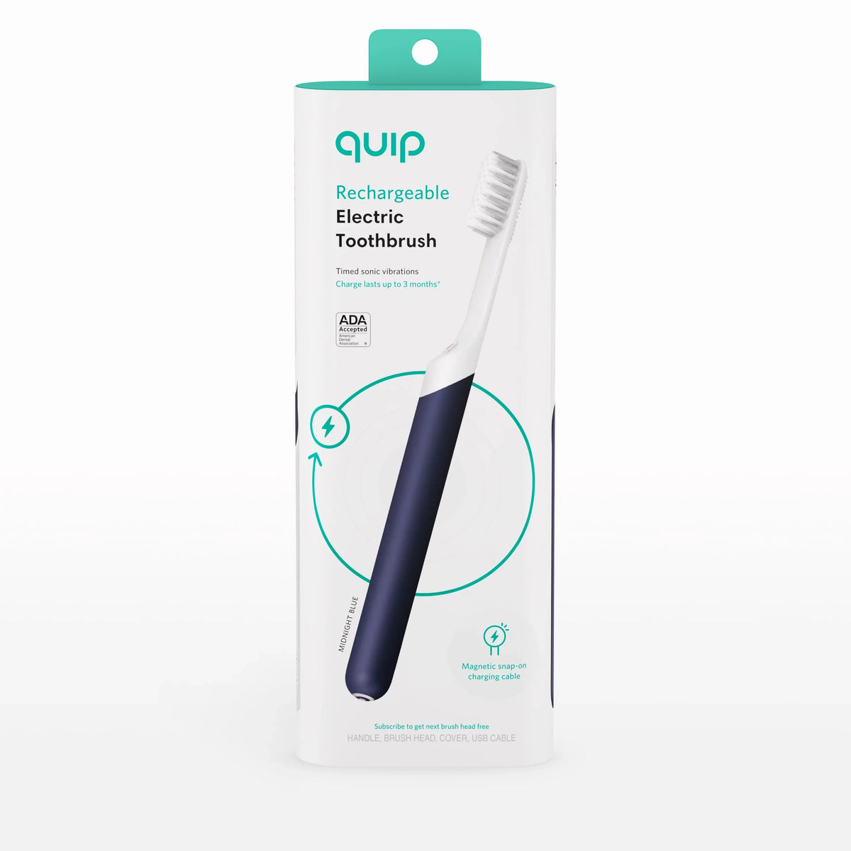 Adult Head, Full Electric Quip Toothbrush Midnight Rechargeable