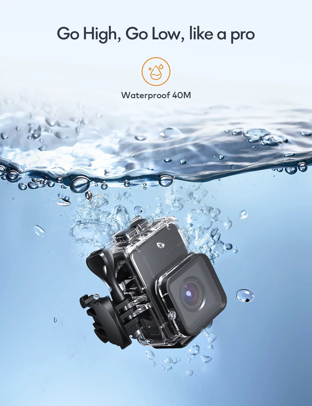 WiFi Ultra A100s Touchscreen Sports mAh 20MP APEMAN 1350 4K 40M Dual 50fps Batteries Action Camera HD