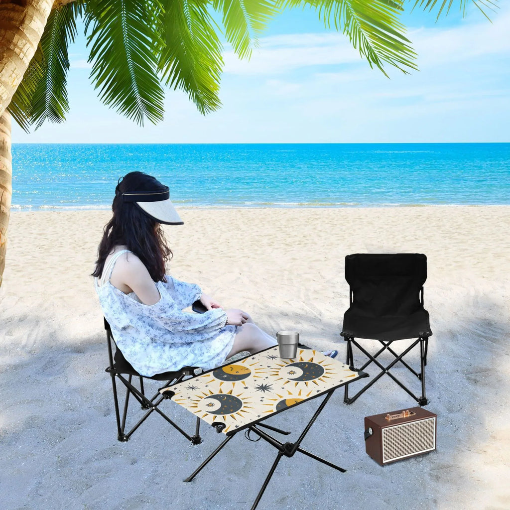 Table Folding mobile for Beach Storage Picnic Camping Table Moon with Sun and Travel Compact Table Stars Outdoor BBQ Fishing Bag