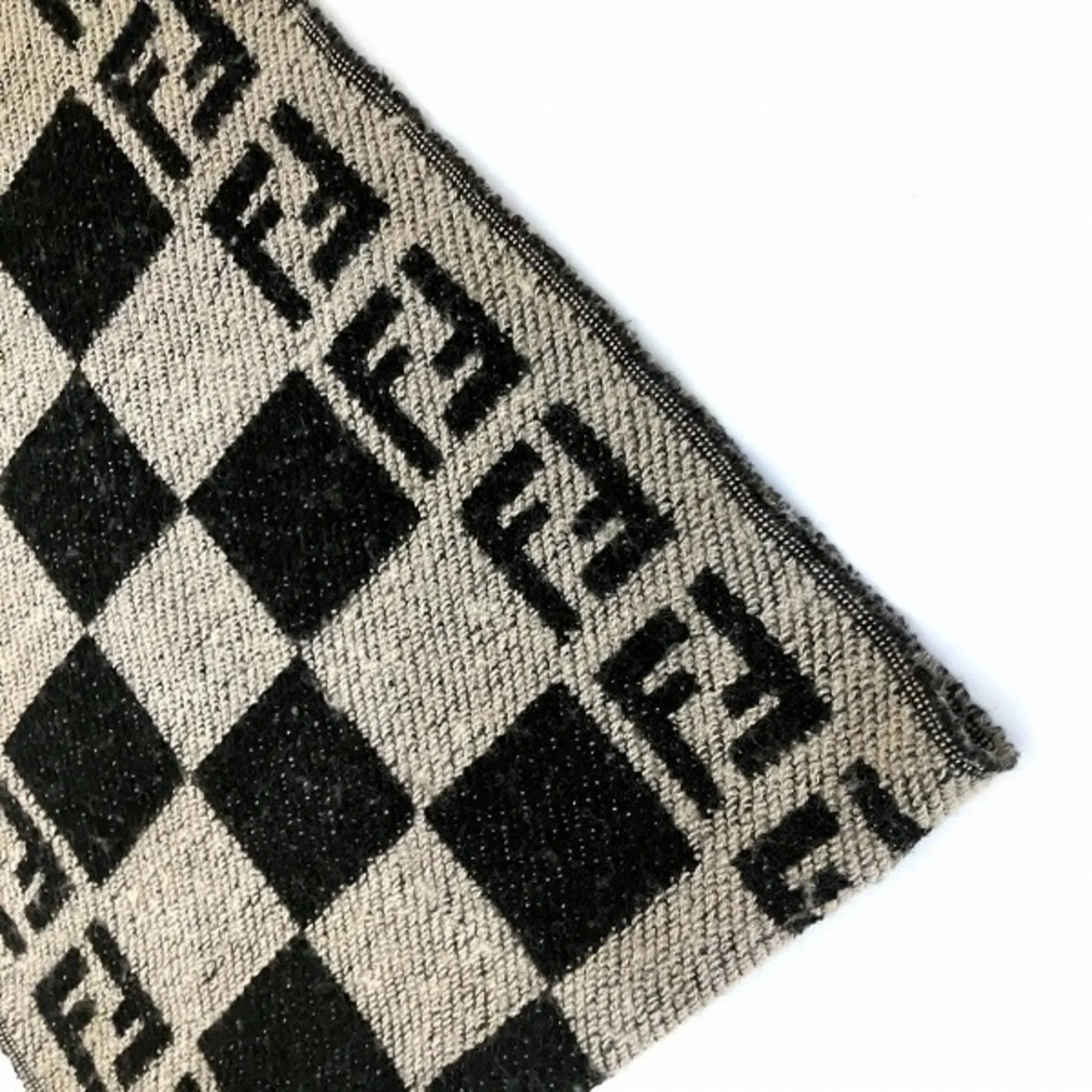 brand Pre-Owned FENDI accessory fringe Zucca block check (Good) pattern men's scarf