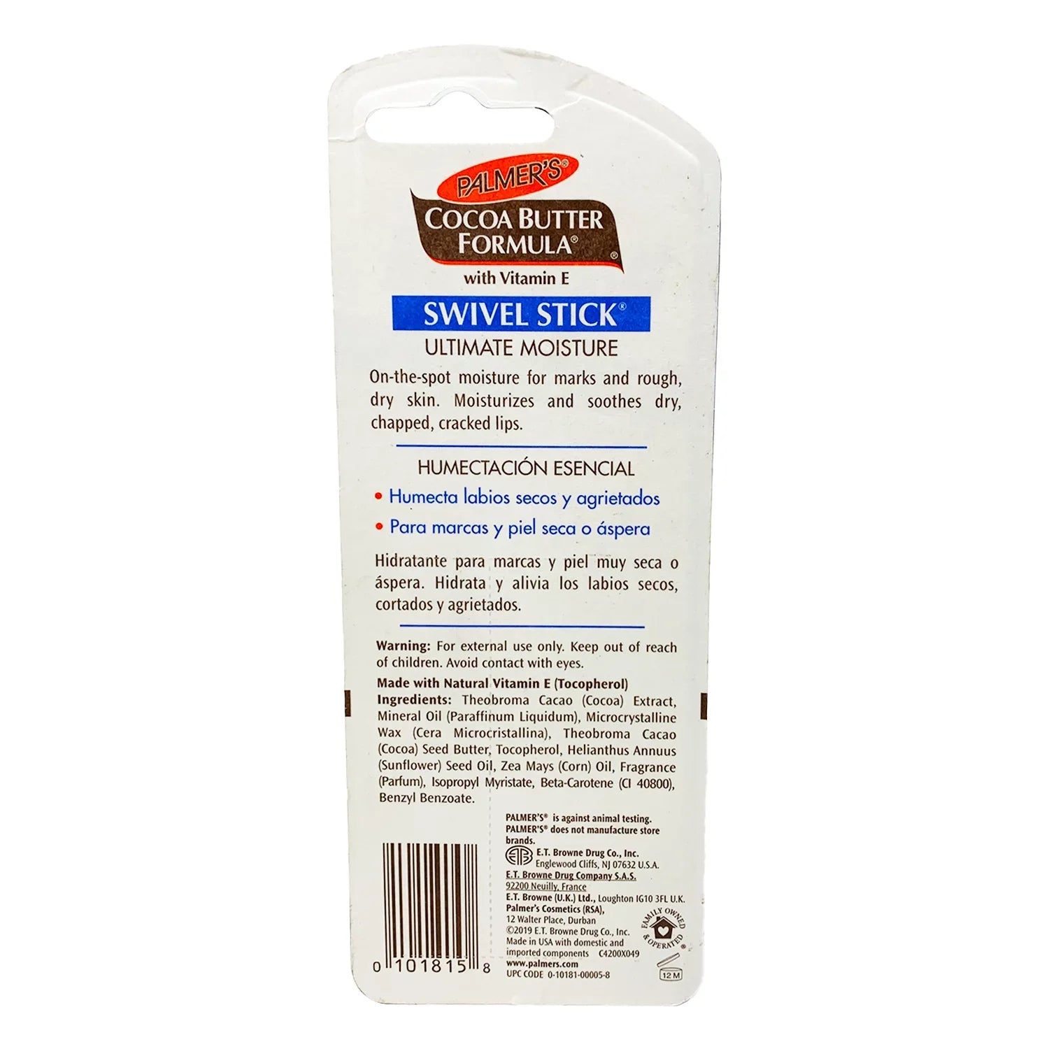 Each 5 Swivel Pk E w/Vitamin Palmers Cocoa Stick .5oz Formula Moisturizes Butter
