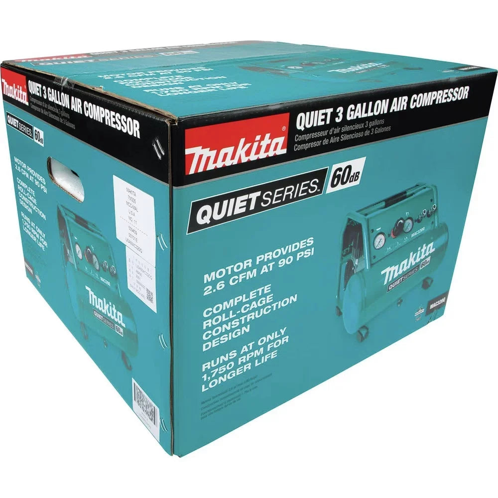Makita Compressor Gallon 3 Quiet Oil-Free Carry oxygen MAC320Q 1-1/2 Series HP Hand