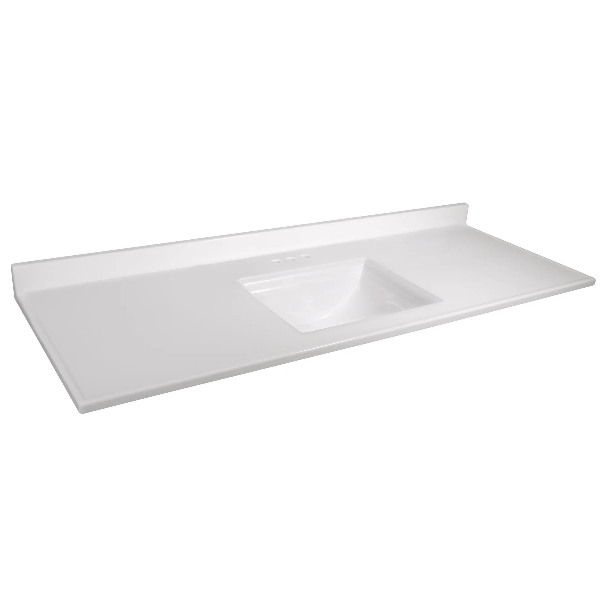 Top Centerset Vanity Solid Marble Camilla Single Integrated Cultured House with 61-inch Design Mount White Bow Backsplash, 557660-WHT Rectangle