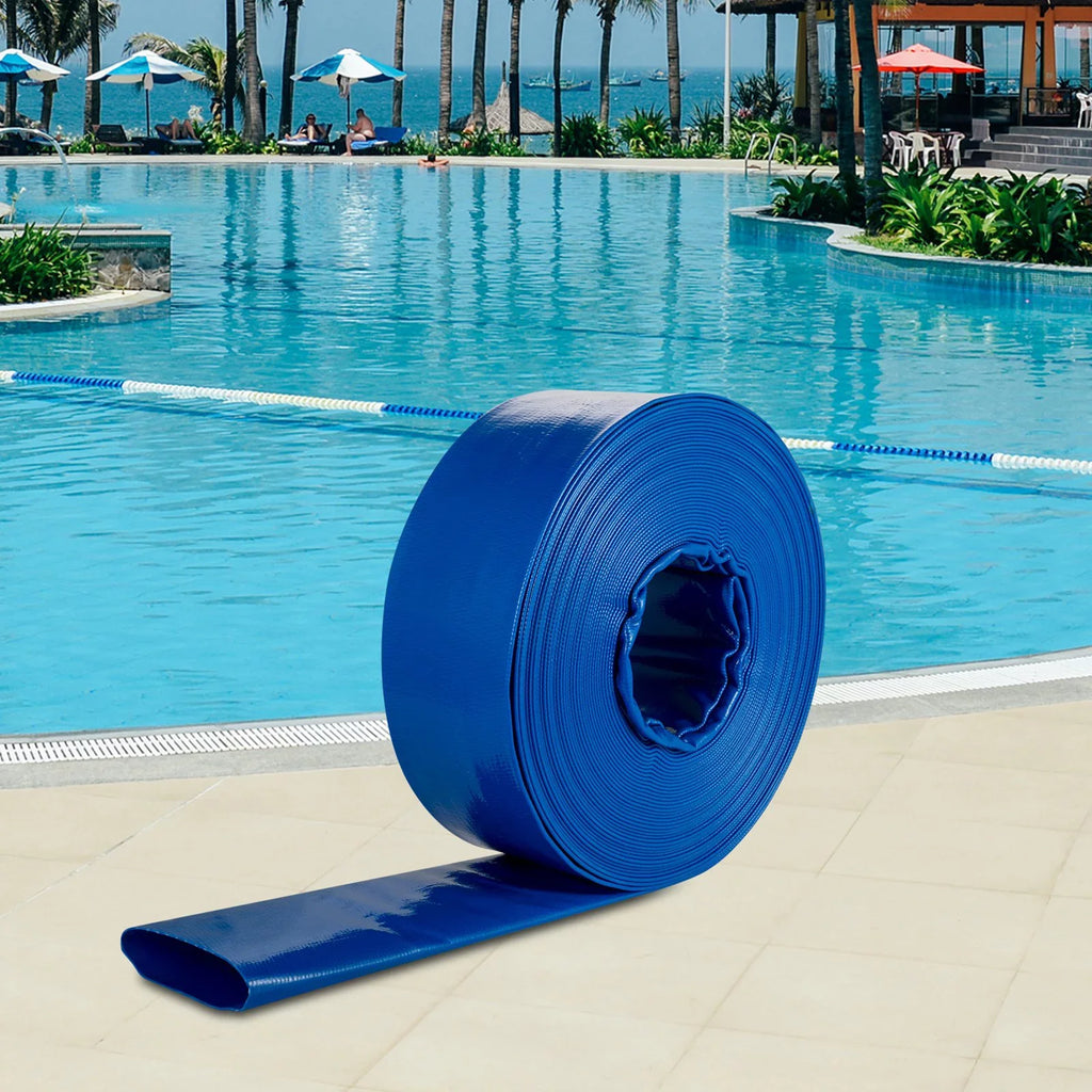 Backwash with x Water Drain & & Swimming Burst-proof, Duty 1-12" 105', Weather-proof VEVOR Flat Hose, Hose, Heavy Clamps, Fabric Pool Transfer, Hose Discharge for Ideal Lay