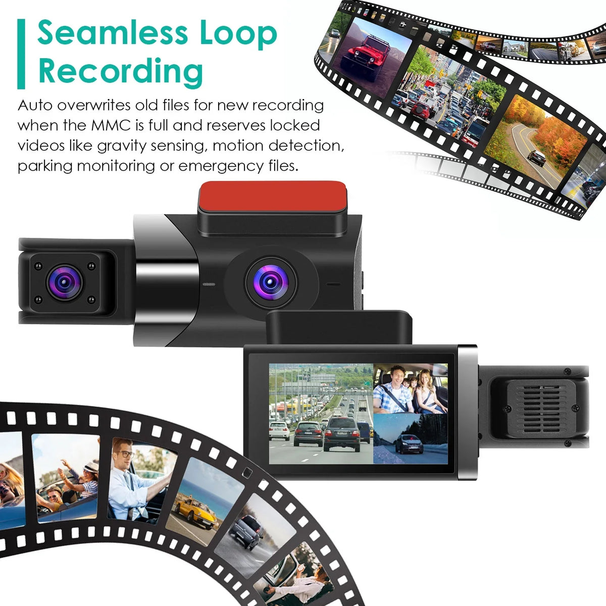 iMounTEK Car G-Sensor GPS Video 140° Car Angle Monitor Dash Parking Night HD 2K DVR Recorder Recording Dashcam Vision Loop Full with Cam