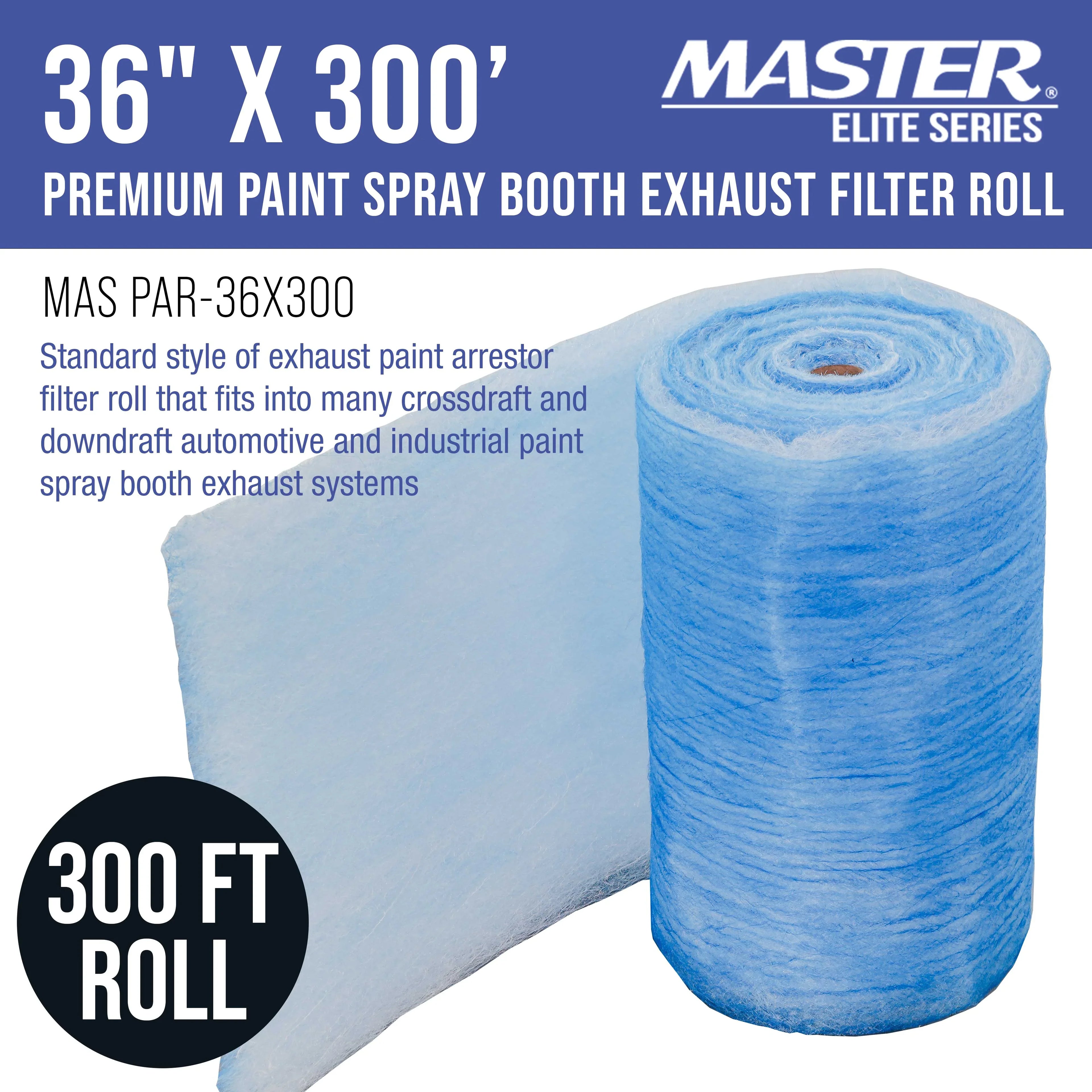 Autobody Overspray Fiberglass 300' Captures Arrestor Elite Master - Heavy-Duty Traps Auto Paint Premium Particles x in Paint 18 Filter 36" Exhaust Booths Gram Roll, Paint Spray - enclosure Refinish
