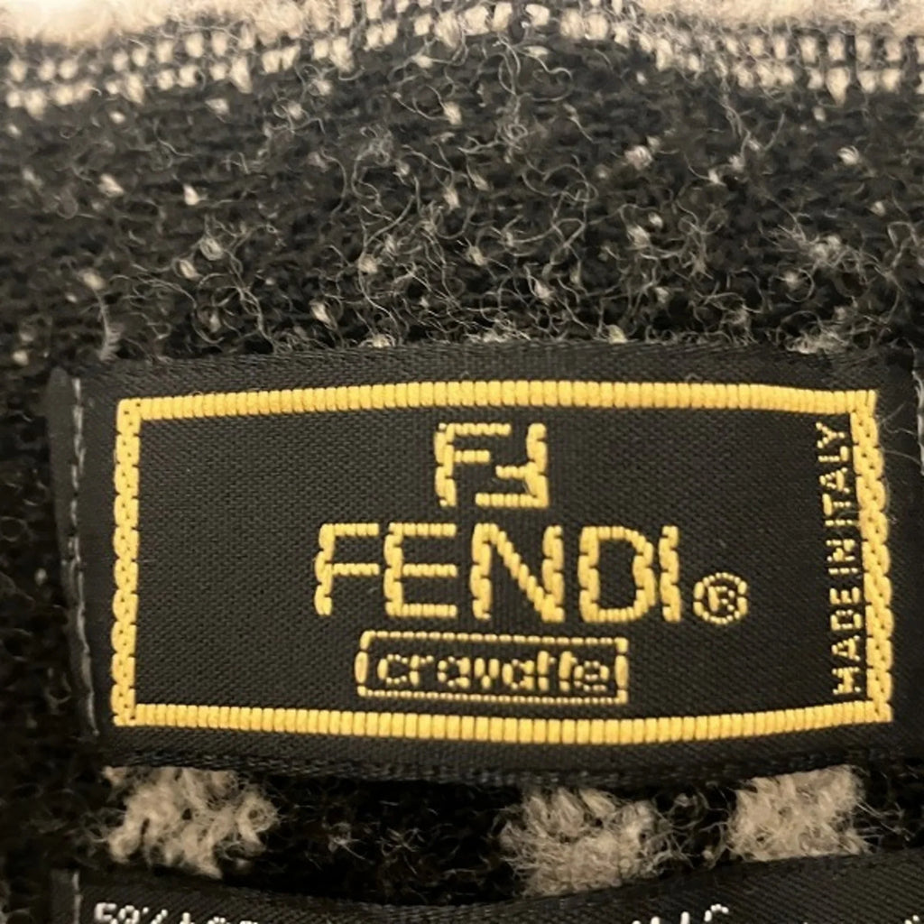 brand Pre-Owned FENDI accessory fringe Zucca block check (Good) pattern men's scarf