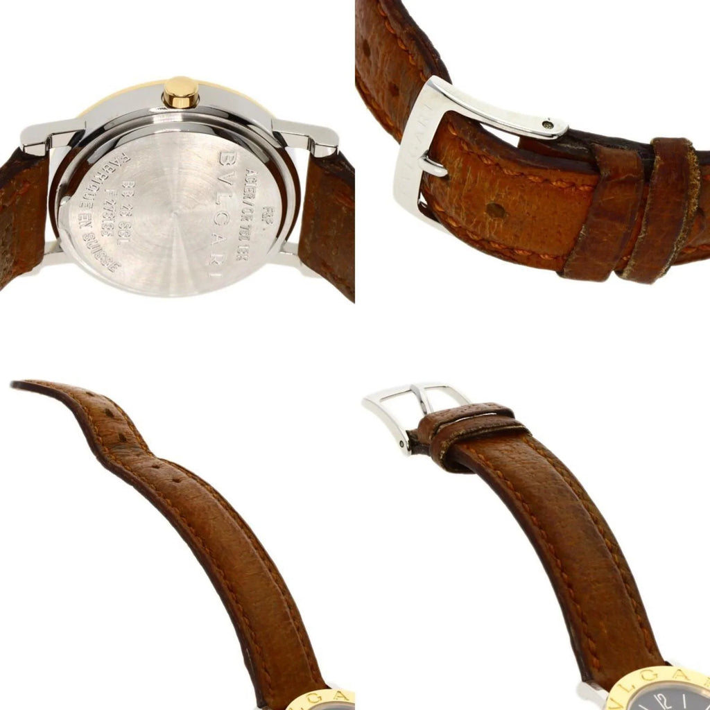 (Good) Ladies Stainless BVLGARI Pre-Owned Steel/Leather/K18YG BB26SGL Watch