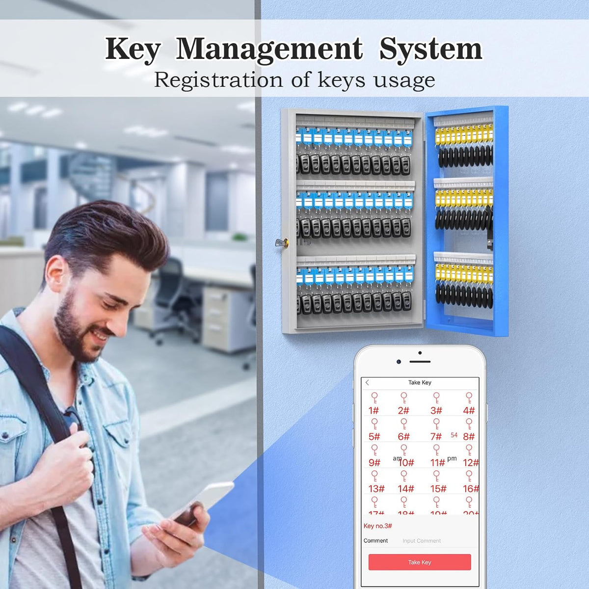 APP Lock Wall Box for Key 96 Share Lockbox, Plus, Security Mount, Storage Half-Remote Smart OTP Code Car Key Bluetooth/Fixed Dealership，， Cabinet