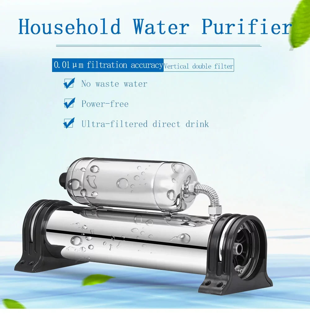 Household PreAsion Water Stainless Filter Purification 1000L/H Vertical 304 Housing 0.01um Water Steel