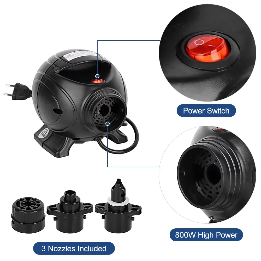 Anself Nozzles Pool Electric 3 Bed Pump Inflator Float oxygen for oxygen 800W Inflatables movable with Deflator