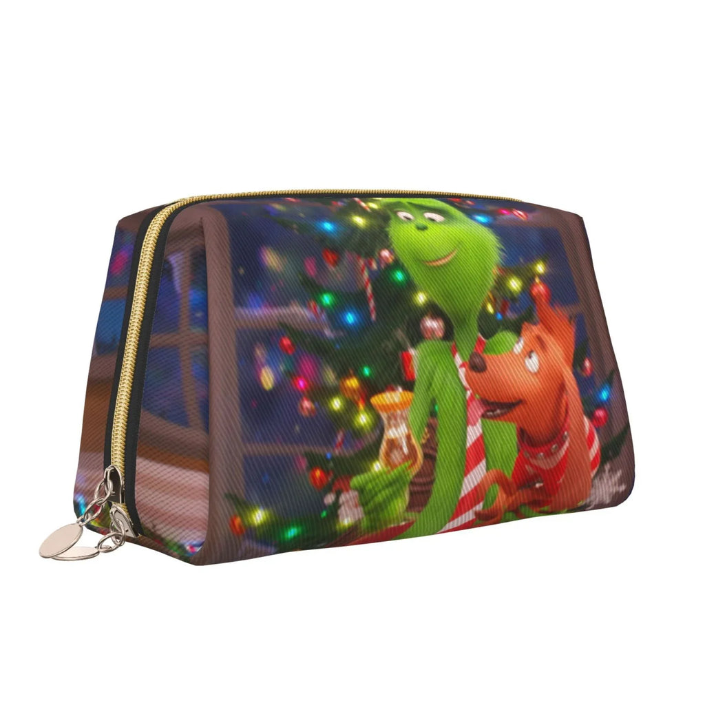 movable Purse Travel Gift Leather Cosmetic Grinch Bag Film Pouch Organizer Storage Makeup Toiletry Bag