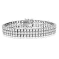 Artificial set Essence Prong with Three Bracelet Diamonds Brilliant Round by Set Silver Sterling of Diamond in Designer Rows