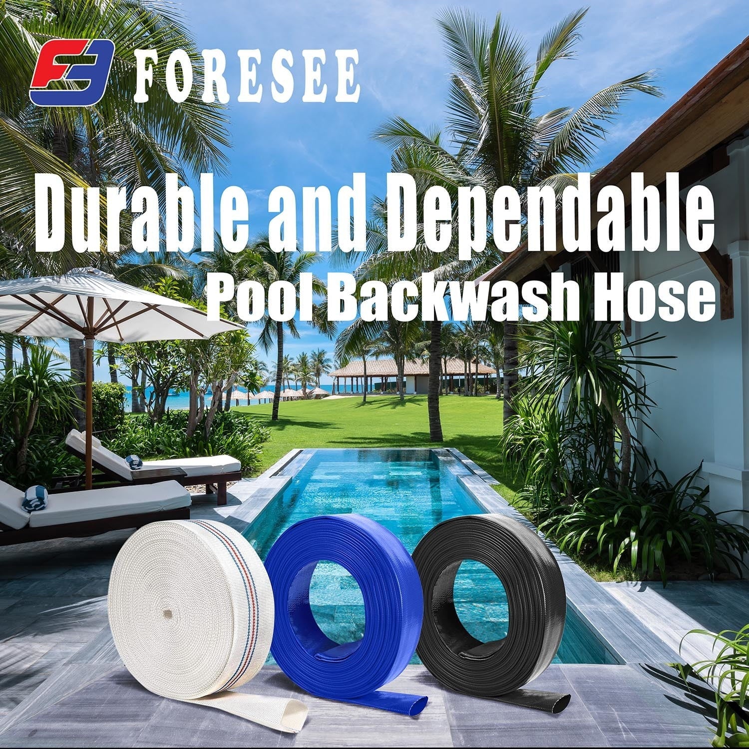 Lay-Flat Pool Hose use Ideal - for industrial commercial and Backwash