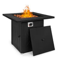 with MoNiBloom Propane Pit Table Gas Patio, Outdoor Lid 50,000 BTU Fire and Rocks Square Metal Fire Lava for Pit Table Black 28"